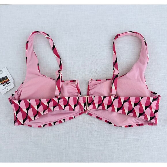 Retro Glam Geometric Pink Bikini Top Vintage Mod Modern Beach Chic Size Medium - Picture 10 of 10